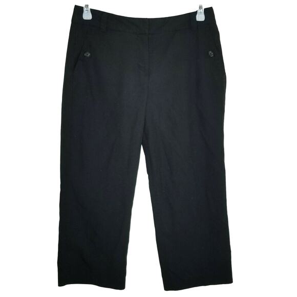 Sandro Pants Womens Size 10 Black Stretch Mid-Rise Wide Leg Cropped - Picture 1 of 11